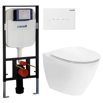 Creavit wc-pakke med Ifö Spira toilet og hvid betjeningsplade