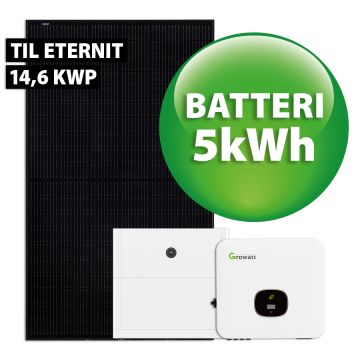 Growatt hybrid solcelleanlæg t/eternit 14,6 kWp 3-faset