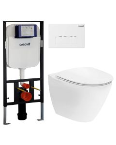 Creavit wc-pakke med Ifö Spira toilet og hvid betjeningsplade