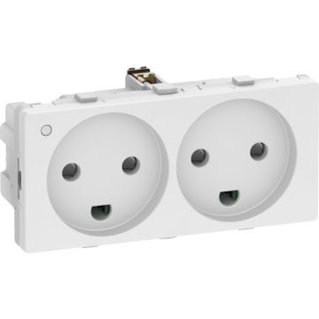 Fuga indsats stikkontakt 2 modul m/LED m/jord Hvid