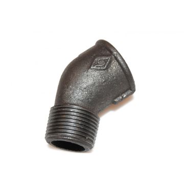 Sort vinkel 45 gr. muffe/nippel 