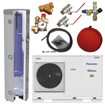 Panasonic 7 kW m/Multitank 180/100 L Varmepumpesæt