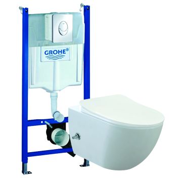 Grohe Rapid SL indbygningscisterne m/Creavit douche Rimless toilet