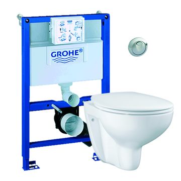 Grohe Rapid SL indbygningscisterne med Grohe Bau væghængt toilet