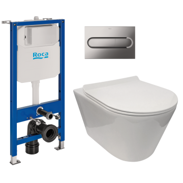 Roca indbygningscisterne m/Bella 3 Rimless toilet og sæde