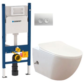 Geberit indbygningscisterne m/Creavit douche toilet og softclose sæde
