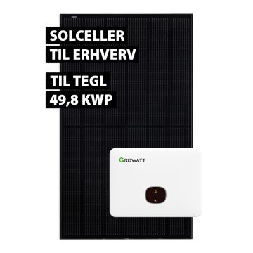 Growatt solcelleanlæg 49,8 kWp m/MID 50KTL3-X2 inverter