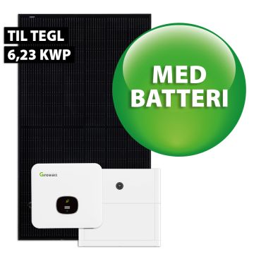 Growatt hybrid solcelleanlæg 6,23 kWp 3-faset m/batteri