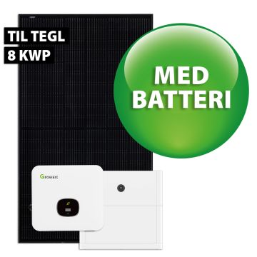 Growatt hybrid solcelleanlæg 8 kWp 3-faset m/batteri