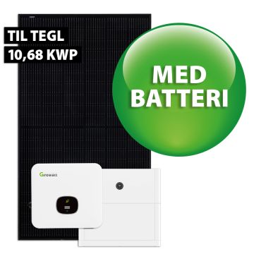 Growatt hybrid solcelleanlæg 10,68 kWp 3-faset m/batteri