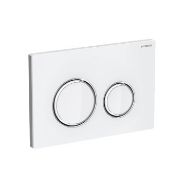 Geberit Sigma21 betjeningsplade til dobbeltskyl, metalfarve forkromet/hvid