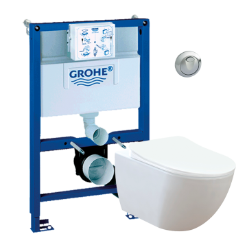 Grohe Rapid SL indbygningscisterne m/Creavit Rimless toilet