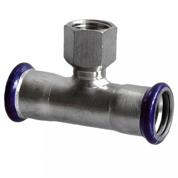 Rustfrit Press tee reduceret med 3/4" gevind