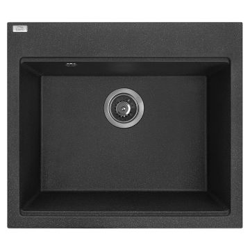 Laveo Tau køkkenvask sort komposit med strainer