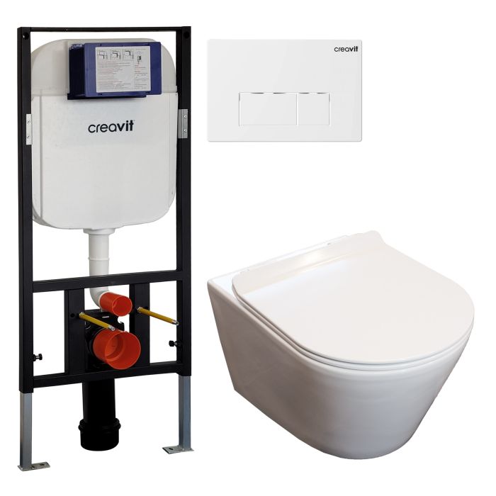 wc-pakke med Bella II toilet og hvid betjeningsplade | VVS-Eksperten.dk