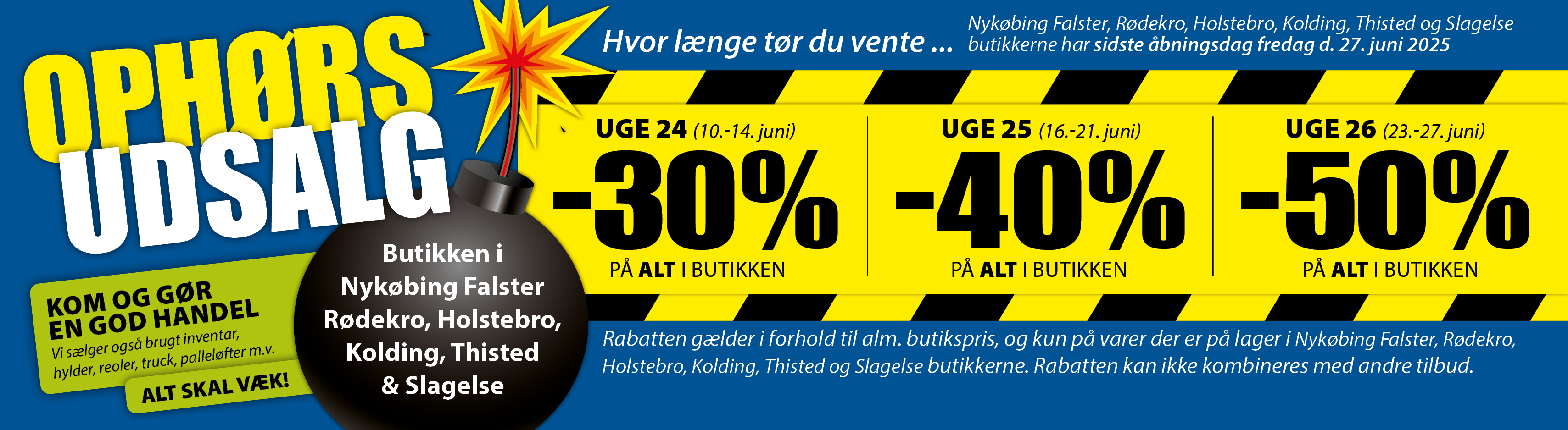 Ophør butikker juni 2025