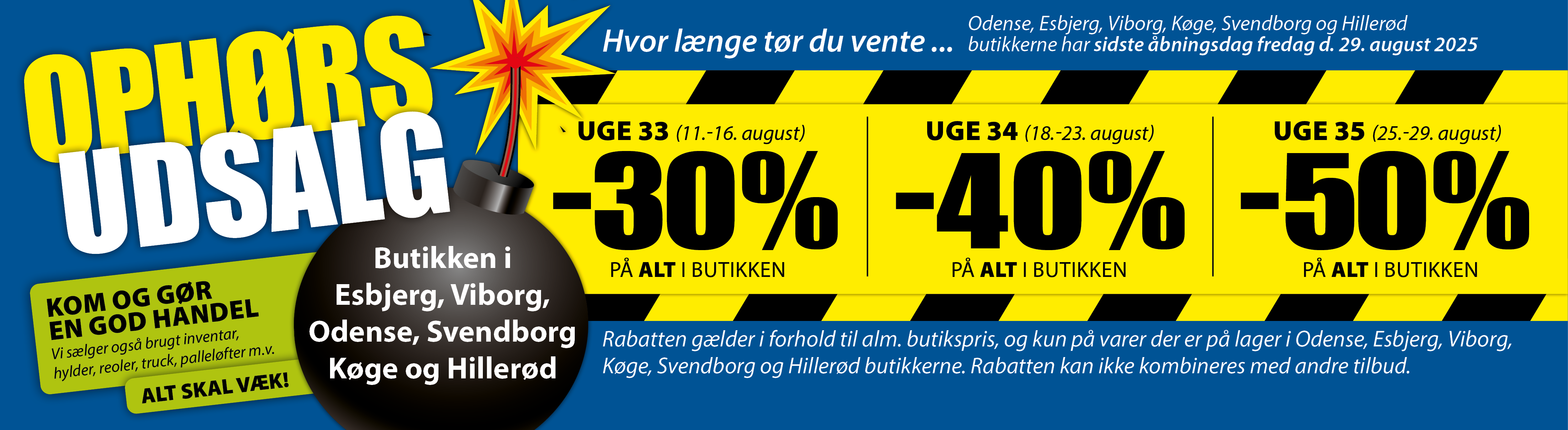 Ophør butikker august 2025