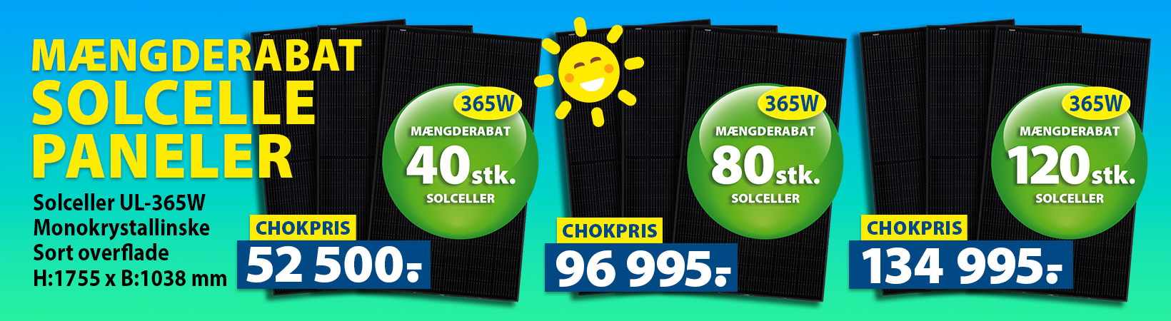 Solceller UL-365W mængderabat